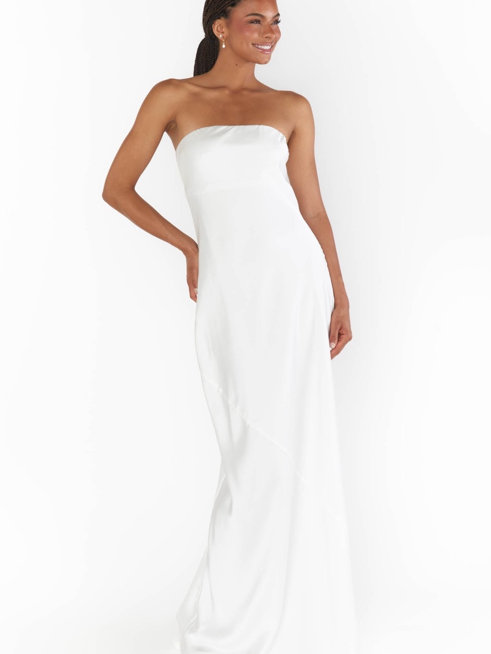Show Me Your Mimi Taylor Tube Maxi | Ivory Satin Size Small